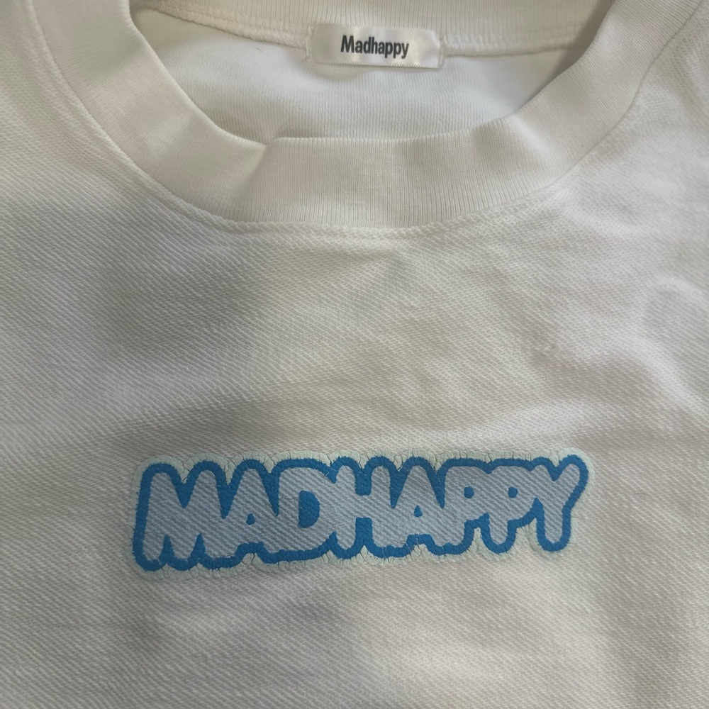 Madhappy Cream Sweatshirt with Blue Logo - Picture 2 of 4